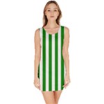 Vertical Stripes - White and Green Bodycon Dress