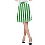Vertical Stripes - White and Green A-Line Skirt