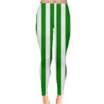 Vertical Stripes - White and Green Women s Leggings