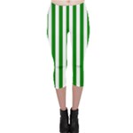 Vertical Stripes - White and Green Capri Leggings