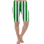Vertical Stripes - White and Green Cropped Leggings