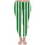 Vertical Stripes - White and Green Winter Leggings