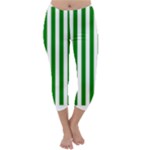 Vertical Stripes - White and Green Capri Winter Leggings