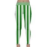 Vertical Stripes - White and Green Yoga Leggings