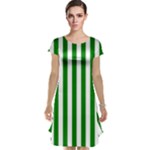 Vertical Stripes - White and Green Cap Sleeve Nightdress