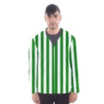 Vertical Stripes - White and Green Hooded Wind Breaker (Men)