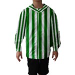 Vertical Stripes - White and Green Hooded Wind Breaker (Kids)