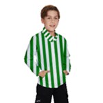 Vertical Stripes - White and Green Wind Breaker (Kids)