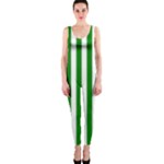 Vertical Stripes - White and Green OnePiece Catsuit