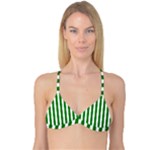 Vertical Stripes - White and Green Reversible Tri Bikini Top