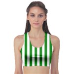 Vertical Stripes - White and Green Women s Sports Bra
