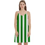 Vertical Stripes - White and Green Women s Reversible Sports Bra with Border