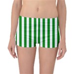 Vertical Stripes - White and Green Reversible Boyleg Bikini Bottoms