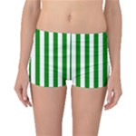 Vertical Stripes - White and Green Boyleg Bikini Bottoms
