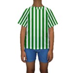 Vertical Stripes - White and Green Kid s Short Sleeve Swimwear