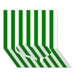 Vertical Stripes - White and Green Heart Bottom 3D Greeting Card (7x5)
