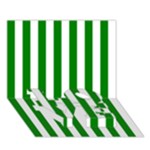 Vertical Stripes - White and Green LOVE Bottom 3D Greeting Card (7x5)