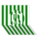 Vertical Stripes - White and Green Peace Sign 3D Greeting Card (7x5)