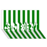 Vertical Stripes - White and Green SORRY 3D Greeting Card (8x4)