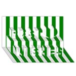 Vertical Stripes - White and Green Best Wish 3D Greeting Card (8x4)