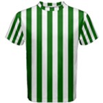 Vertical Stripes - White and Dark Green Men s Cotton Tee