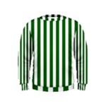 Vertical Stripes - White and Dark Green Kid s Sweatshirt