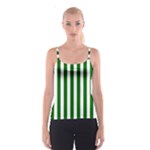 Vertical Stripes - White and Dark Green Spaghetti Strap Top