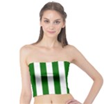 Vertical Stripes - White and Dark Green Tube Top