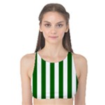 Vertical Stripes - White and Dark Green Tank Bikini Top