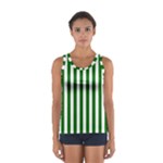 Vertical Stripes - White and Dark Green Women s Sport Tank Top