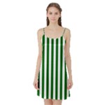 Vertical Stripes - White and Dark Green Satin Night Slip