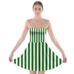 Vertical Stripes - White and Dark Green Strapless Bra Top Dress