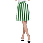 Vertical Stripes - White and Dark Green A-Line Skirt