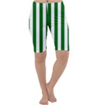 Vertical Stripes - White and Dark Green Cropped Leggings