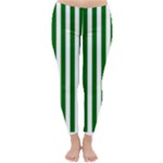 Vertical Stripes - White and Dark Green Winter Leggings