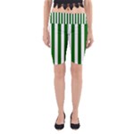 Vertical Stripes - White and Dark Green Yoga Cropped Leggings