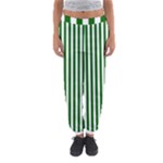 Vertical Stripes - White and Dark Green Women s Jogger Sweatpants