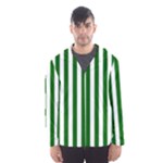 Vertical Stripes - White and Dark Green Hooded Wind Breaker (Men)