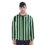 Vertical Stripes - White and Dark Green Wind Breaker (Men)