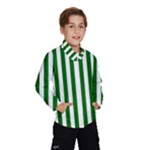 Vertical Stripes - White and Dark Green Wind Breaker (Kids)