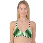 Vertical Stripes - White and Dark Green Reversible Tri Bikini Top