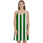 Vertical Stripes - White and Dark Green Women s Reversible Sports Bra with Border