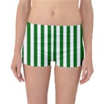 Vertical Stripes - White and Dark Green Reversible Boyleg Bikini Bottoms