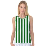 Vertical Stripes - White and Dark Green Women s Basketball Tank Top