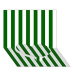 Vertical Stripes - White and Dark Green Heart Bottom 3D Greeting Card (7x5)