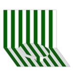 Vertical Stripes - White and Dark Green Circle Bottom 3D Greeting Card (7x5)