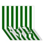 Vertical Stripes - White and Dark Green LOVE Bottom 3D Greeting Card (7x5)
