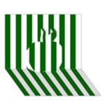 Vertical Stripes - White and Dark Green Apple 3D Greeting Card (7x5)