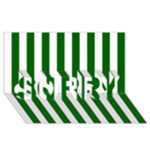 Vertical Stripes - White and Dark Green SORRY 3D Greeting Card (8x4)