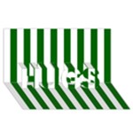 Vertical Stripes - White and Dark Green HUGS 3D Greeting Card (8x4)